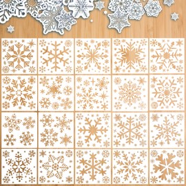 Christmas Snowflake Stencil, Shyllin 20 Pieces Reusable Snowflake Template, Drawing Stencils Christmas, Painting Stencils for Windows, Scrapbooking, DIY Christmas Decoration