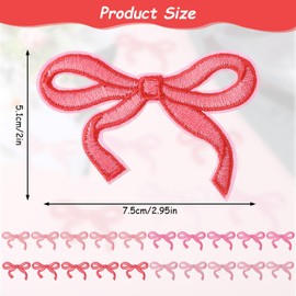 20 PCS Pink Bow Patches 3x2 Inch Iron on, Embroidery Bow Applique Iron on Patch, Cute Patches Bowknot Sewing Patch for Clothes Hats Pants Jeans Shirt Jackets Backpacks DIY Projects