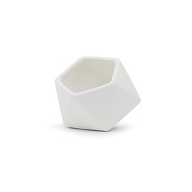 WGV Geometric Ceramic Vase, Width 4.2", Height 3.3", Matte White Tilted Pot, DIY Folded Planter Bowl for Wedding Event Office Home Decor, 1 Piece