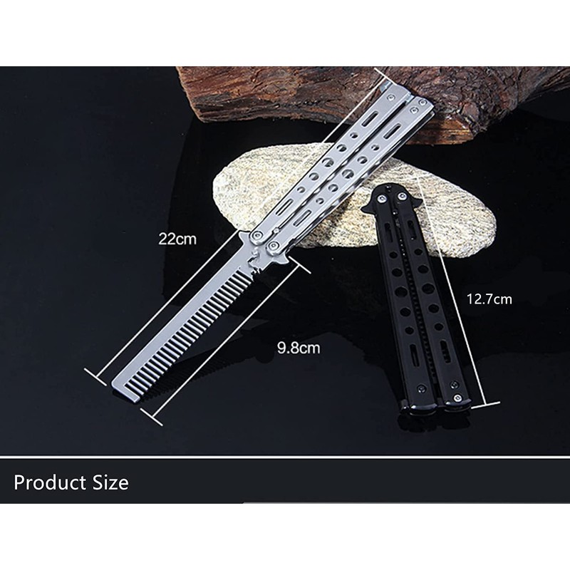 2Pack Folding Comb Unique Metal Training Butterfly Comb for Beard