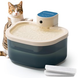 Smart Pet Water Fountain, 1.5L/50oz Wireless Automatic Circulating Water Dispenser with Motion Sensor for Cats & Dogs