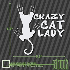 Crazy Cat Lady - 5.5" x 5.5" - Vinyl Decal Sticker Window car Woman Stick Figure