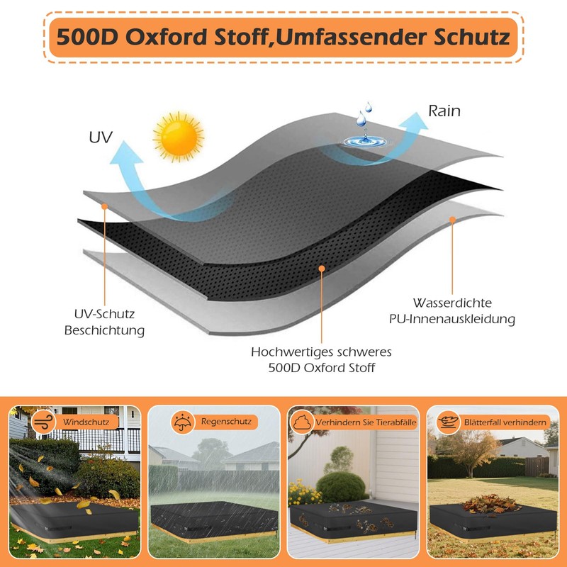 Iptienda Sandpit Cover, 500D Oxford Sandpit Cover, Waterproof Protective Cover,