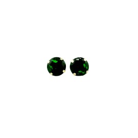 Unbranded 14K Solid Yellow Gold May Birthstone Round Stud Earrings 2mm-8mm Screw Back - May Emerald, 8mm