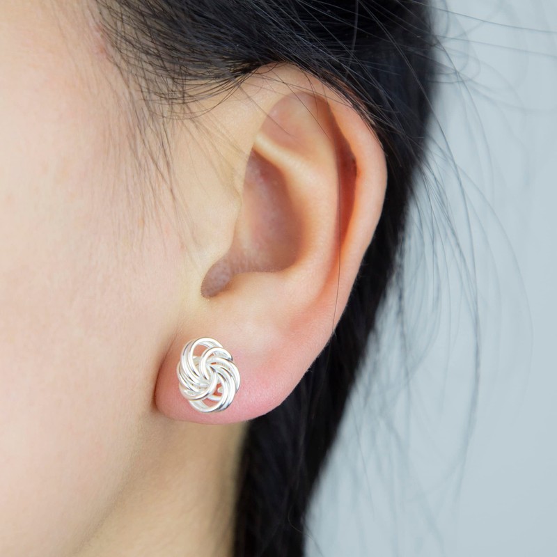 Tuscany Silver Women's Sterling Silver Knot Stud Earrings, Silver