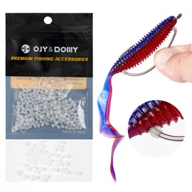 Bait Stoppers (300-Pack), Silicone Rubber Based Fishing Bait Keeper Retainer Beads for Securing Soft Plastic Lure onto Hook Shank