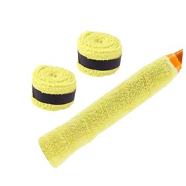 RENEWREVITAL Grip Tape, Towel Type, Set of 2, Tennis, Badminton, Sweat Absorbent, Perfect for Long Time Play, Dry Type, Grip Tape, For Rackets, Yellow, Convenient to Use, Versatile