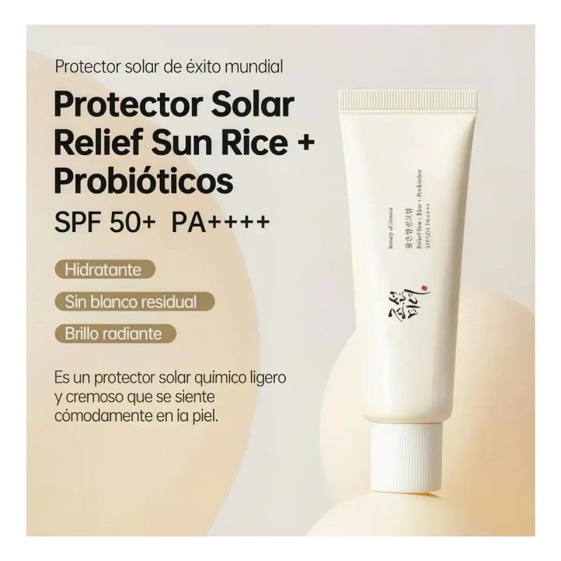 Protector Solar Coreano Ligero Arroz Spf50+ Probióticos 50ml