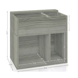 Way Basics 2 Tier Vinyl Record Multi Shelf LP Records Bookcase, London Grey