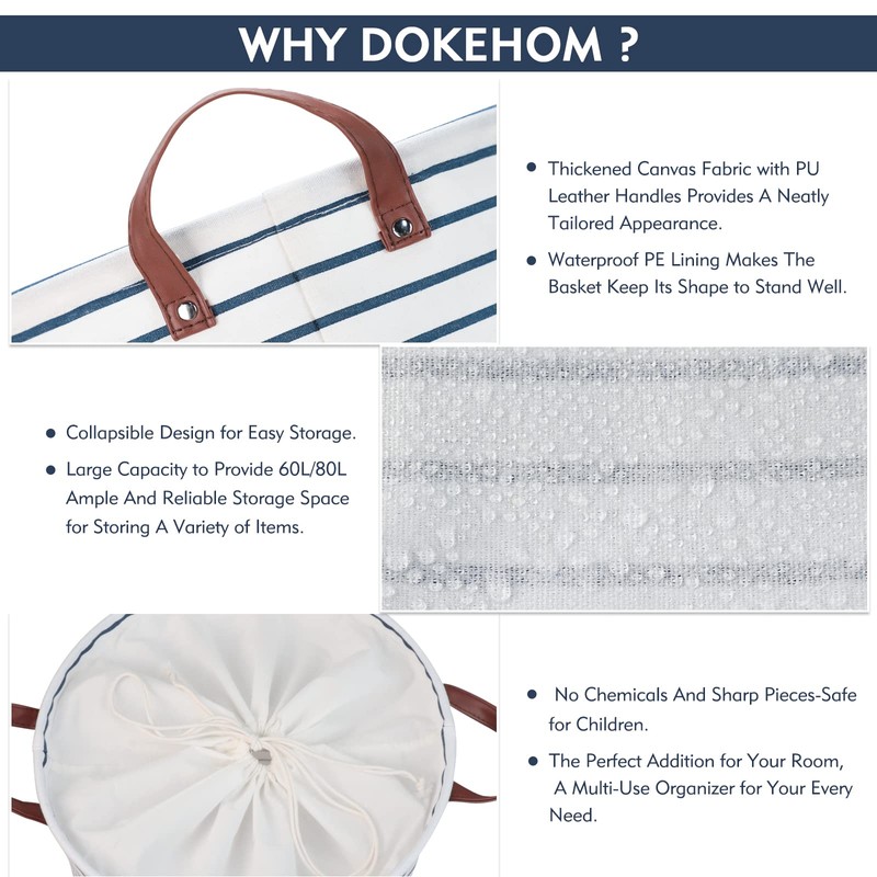 DOKEHOM 20 Inches (50.8 cm) Thickened Foldable Round Storage Laundry