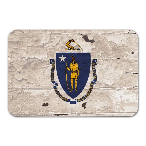 GRAPHICS & MORE Rustic Massachusetts State Flag Distressed USA Home
