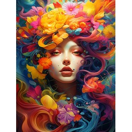 WisonDap Beauty Diamond Painting Kits for Adults, 5D Lady Diamond Art Kits for Beginners, DIY Full Drill Paint with Diamond, Home Wall Decor 12 x 16 Inch