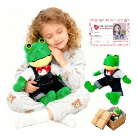 Peluche Rana Rene 35cm Ranita Con Overol Verde
