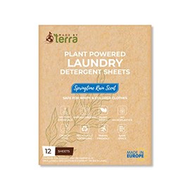 Plant Based Laundry Detergent Sheets - Made in EUROPE - Eco Friendly - ZERO plastics - Up to 12 loads! (Springtime Rain Scent, 12 Sheet Travel Pack)