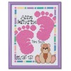 Janlynn Baby Footprints Counted Cross Stitch Kit, Pink, Purple, White