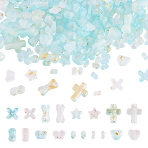 Assorted Acrylic Beads for Bracelet Making 272Pcs Frosted Gold Foil