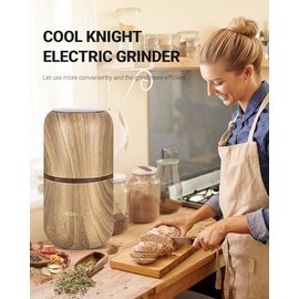 COOL KNIGHT - Molinillo eléctrico de hierbas [gran capacidad/alta velocidad de rotación], molinillo eléctrico para especias y hierbas (grano de madera 2)