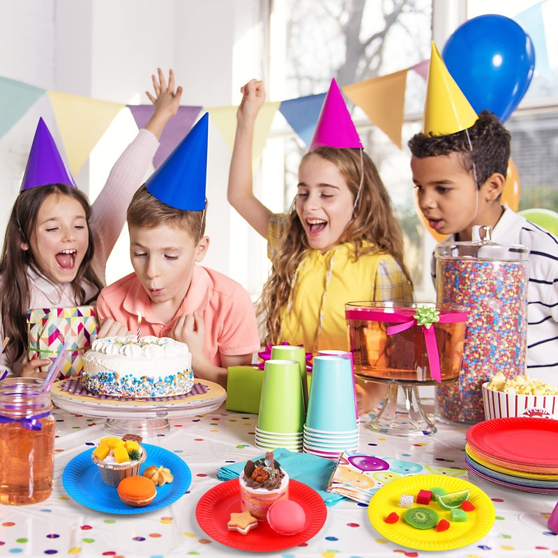 Aodaer 60 Pack Colorful Paper Plates Party Tableware 7 Inch