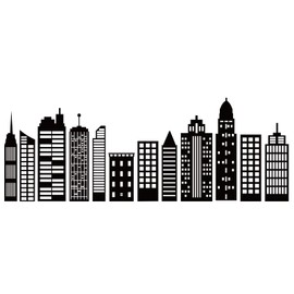 SUPERDANT Cityscape Wall Stickers City Buildings Silhouettes PVC Wall Art Decals Kids Room Vinyl Decor for Boy's Bedroom Livingroom Home Decoration School Dormitory Decals Party Decoration 38.6x14in