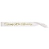 White "Happy 90th Birthday" Glittered Satin Sash - 1pc