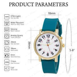 Blekon Original Light Up Dial Nurse Watch – Various Medical Scrub Colors, Easy to Read, Military Time with Second Hand, Silicone Band, Water Resistant Watch Gold Oceanblue