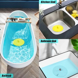 Sink Stopper Silicone Bathtub Stopper,Kitchen Sink Drain Stopper,Bathroom Drain Plug Stopper,Shower Drain Sink Stopper, Laundry Sink Drain Stopper (silicone stopper -yellow)