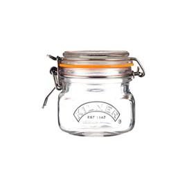 KILNER Swing Top Glass | 250 ml | Square | Storage Jars with Lid Airtight | with Rubber Seal | Glass with Lid for Spices or Vegetables | Dishwasher Safe