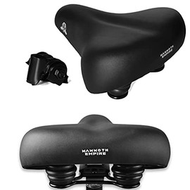 Mammoth Empire Bike Seat Cushion for Men Comfort - Women Bicycle Saddle Cushioned MTB Road Mountain Bike Stationary Exercise Bike Seat Replacement Comfy Memory Foam Extra Wide Oversized Bike Seat