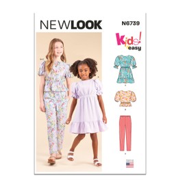 New Look UN6739A Children's and Girls' Dress, Top and Pants Sewing Pattern Packet, Design Code N6739, Sizes 3-4-5-6-7-8-10-12-14