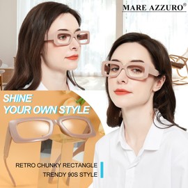 MARE AZZURO Wide Reading Glasses 2.0 Women Designer Large Readers 100 125 150 175 200 225 250 275 300 350 (Coffee, 2.00)