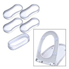 Bidet Toilet Seat Bumpers, Universal Toilet Seat Buffer,Toilet Lid Rubber Bumpers with 2 Size,Bidet Bumpers with Strong Self Adhesive(Clear, 4 for Toilet Lid, 1 for Toilet Water Tank)