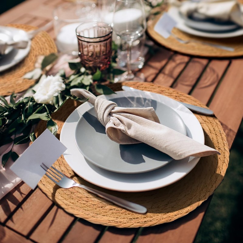 Round Woven Spring Placemats Set of 6, 12 Inch Seasonal