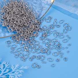 PH PandaHall 800pcs 8 Styles Oval Jump Rings, 304 Stainless Steel Open Jump Rings Jewelry Connector Findings for DIY Earring Bracelet Necklace Jewelry Crafts Making, Length 4mm~8mm