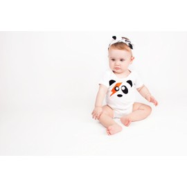 Baby Moo's Ziggy Stardust Panda Baby Grow for Boys or Girls | Rock n Roll David Bowie Baby Vest/Neutral Bodysuit - Ideal Baby Shower, Twin, Xmas or 1st Birthday Gift UK (3-6 months)