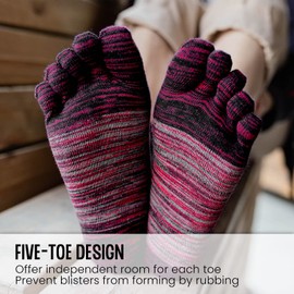 PUTUO Mens Five Toe Socks: Cotton Finger Socks for Men Sports Running Crew Socks with Toe size 12-14 5 Pairs