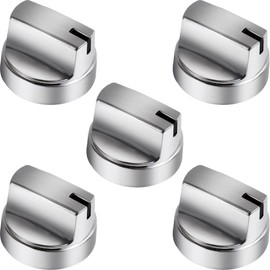 New WB03X29315 Compatible with GE Gas Stove Knobs, Stove Top Knob Compatible with GE Stove Parts Stainless Steel KIP 5U06 191D9233 GE Cooktop Knobs JGP5030SLSS GE Gas Range Burner Control Knob 5Pcs