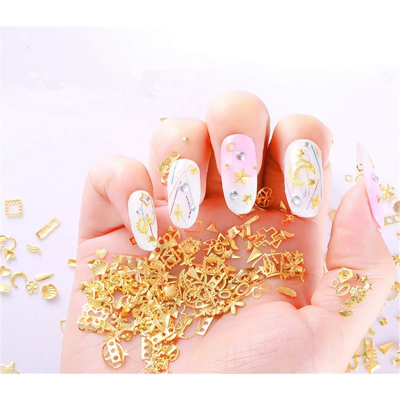6 Boxes Nail Art Studs - 3D Decorations Alloy Gems