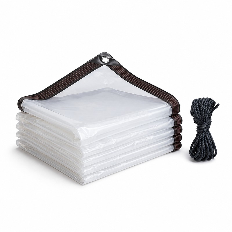 Transparent Waterproof PE Tarp with Reinforced Edges & Grommets