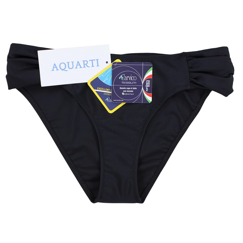 Aquarti Women's Bikini Bottoms with Side Ruffles, black