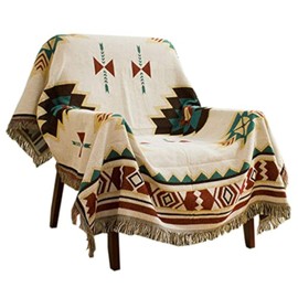 Zibaobeter Aztec Navajo Throw Blanket Bohemian Tribal Ethnic Geometric Pattern Rug With Tassels Suitable For Sofa/Bed/Outdoor(Size:90x90cm / 35.4x35.4in)