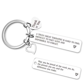 Therapist Gifts Keychain for Women Men - Thank You Mental Health Slp Occupational Respiratory Gift, Appreciation Proud of You Heart Keychains for Instructor Professor Mentor Teacher