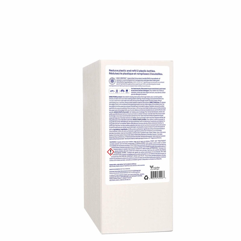 ATTITUDE Liquid Laundry Detergent Refill, EWG Verified, HE Compatible, Plant-Based