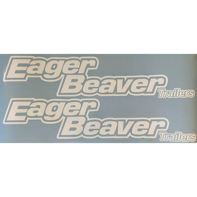 Eager Beaver Trailers Replacement Stickers 36”(Set Of 2) White Decals