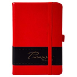 Office Works, Picasso Notebooks 80-sheet Ruled 80gsm Fine Journal, 3.5 inches x 5 inches, Red, Small