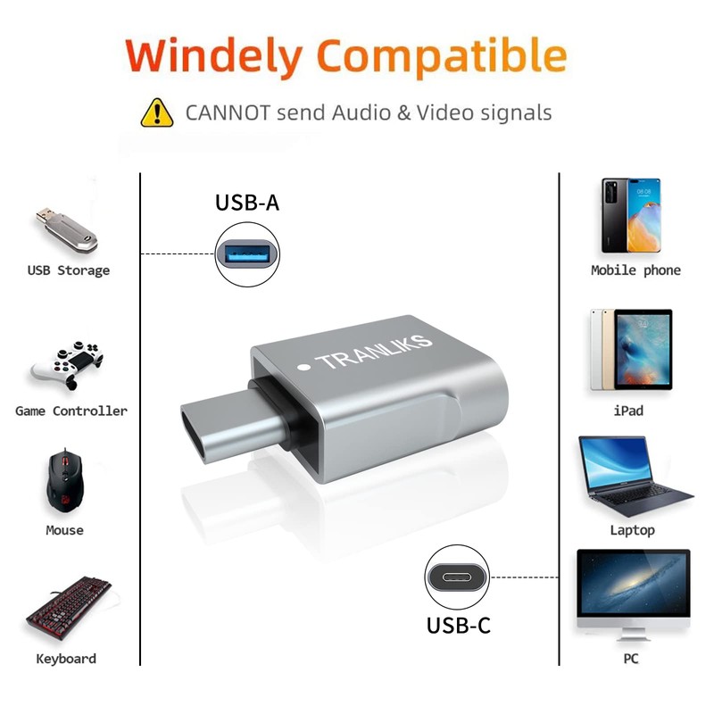 TRANLIKS USB to USB C Adapter, OTG Adapter from USB