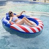 72"x59" Patriotic Pool Lounger Float with ​Detachable Headrest, ​Double Snack