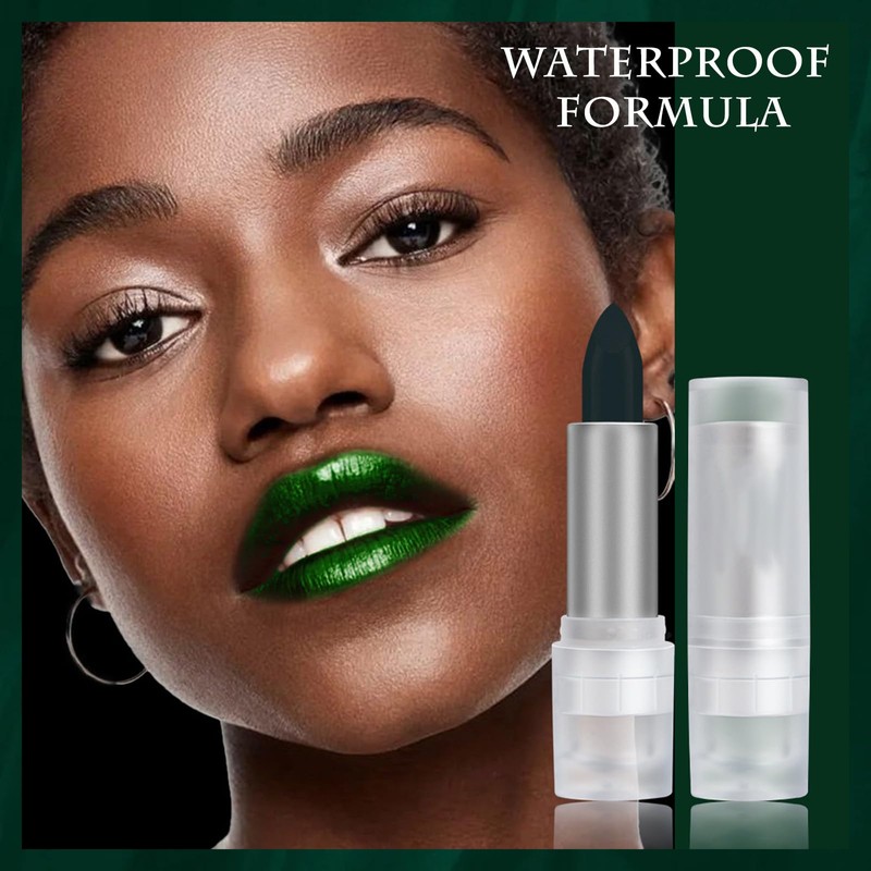 MINSHZEE Green Stain Lipstick, Green Matte Lipstick for Cosplay, St.