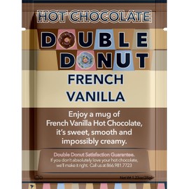 Double Donut French Vanilla Hot Chocolate Mix Packets, Flavored French Vanilla Hot Cocoa Mix, 18 Count
