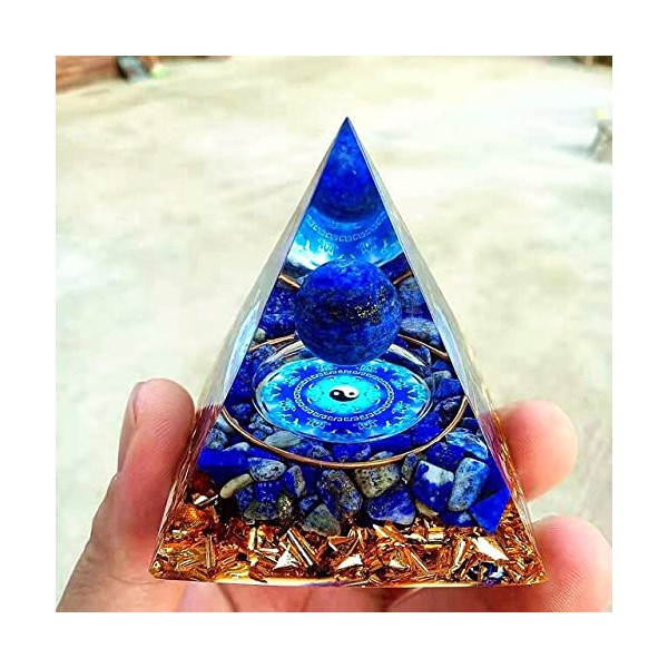 ycyingcheng ycyingcheng Moonstone Crystal Orgone Pyramid, Lapis Lazuli Ball Tai