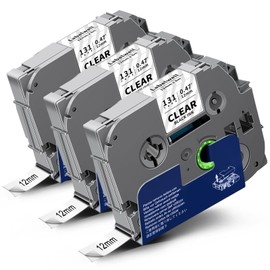 Labelwell TZe TZ Tape 12mm 0.47 Inch Laminated Clear Compatible with Brother P Touch Label Tape TZe-131 TZe131 for Ptouch PT-H110 D200 D210 D220 D400 D600 D610BT PTD220 Label Maker, Black on Clear